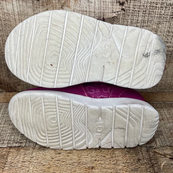 UGG Tygo Pink Fuchsia Suede Sneaker Shoes Velcro Size 8 - Picture 6 of 7